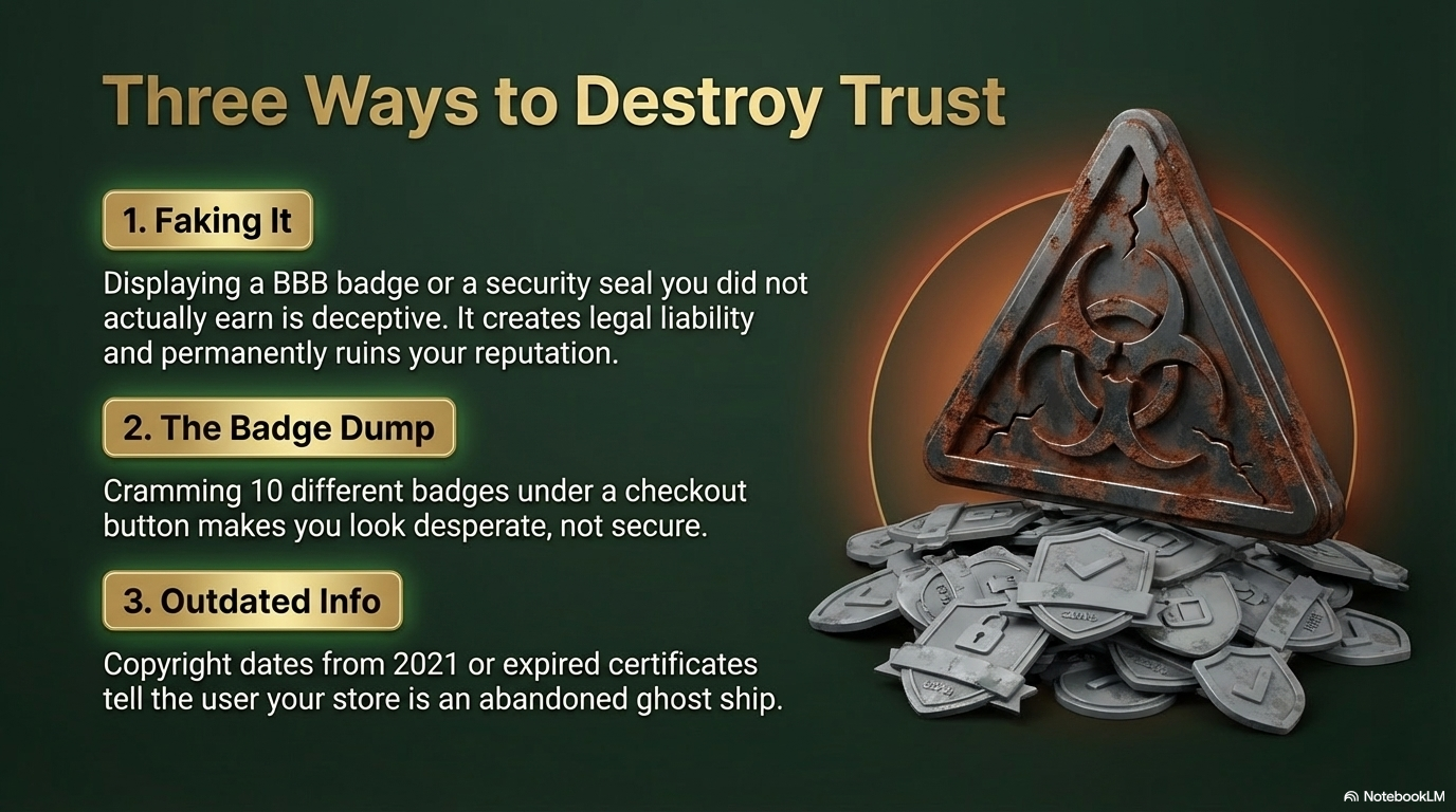 Three Ways to Destroy Trust — faking it, badge dump, outdated info
