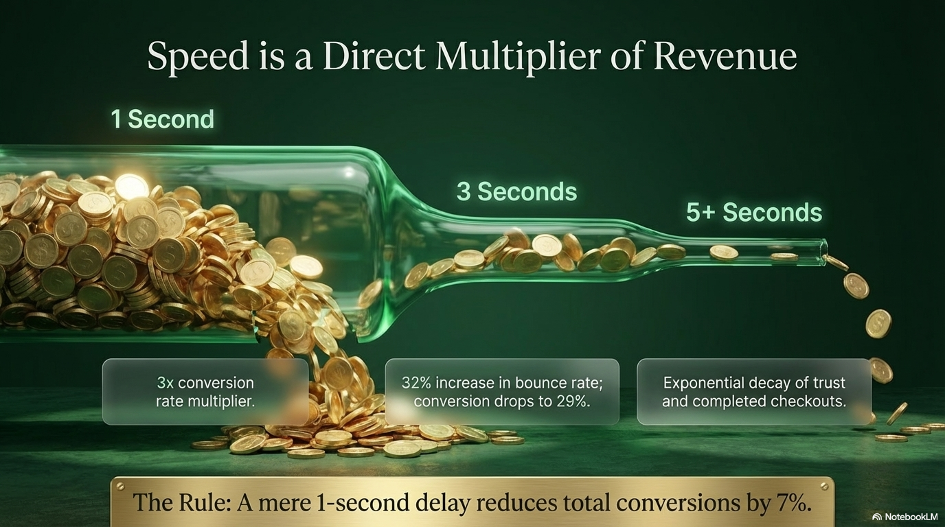Speed is a direct multiplier of revenue — 1 second delay = 7% conversion loss